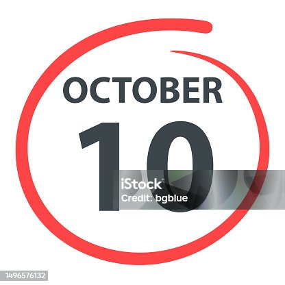 istock October 10 - Date circled in red on white background 1496576132