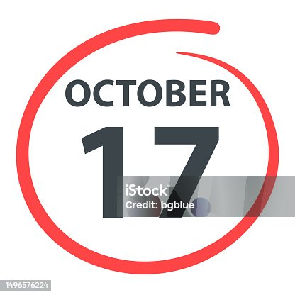 istock October 17 - Date circled in red on white background 1496576224
