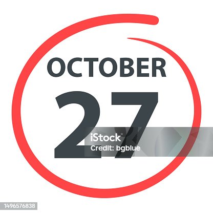 istock October 27 - Date circled in red on white background 1496576838
