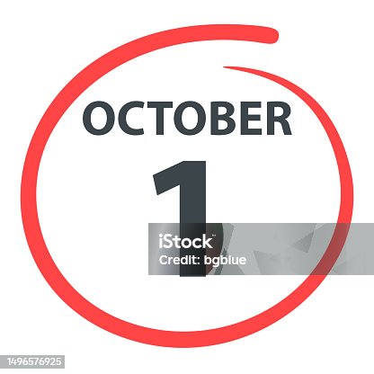 istock October 1 - Date circled in red on white background 1496576925