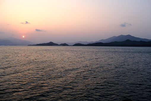 Idyllic sunset on the Tolo Harbour in Hong Kong.