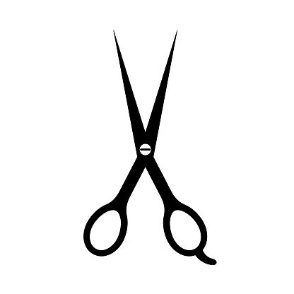 Hairdressers professional scissors vector icon on white background