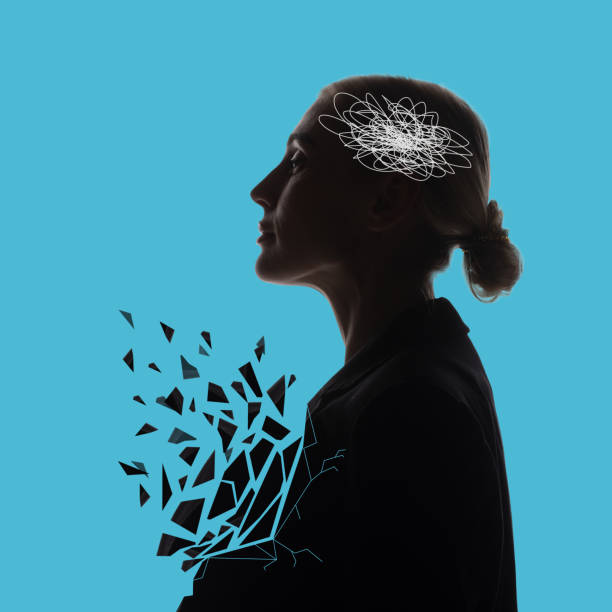 istock Young woman having inner worrying feelings, tangled thoughts. Overthinking, sadness and depression. Contemporary art collage. 1496585852