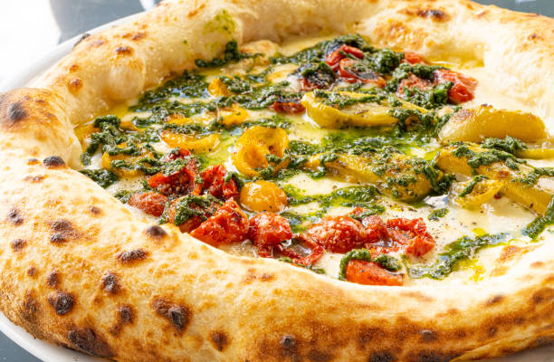 istock Pepperoni Pizza on Restaurant Plate, Salami Pizza with Different Tomatoes, Olives and Mozzarella Cheese 1496588107