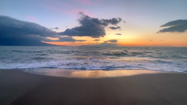 Beautiful sunset at tropical beach 4k stock video