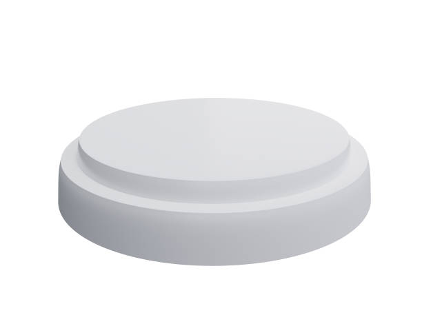 istock Minimalist round podium and scene with 3d rendering abstract background composition, illustration mock up of geometry platform shape for product display. isolated on white background with clipping path 1496597701