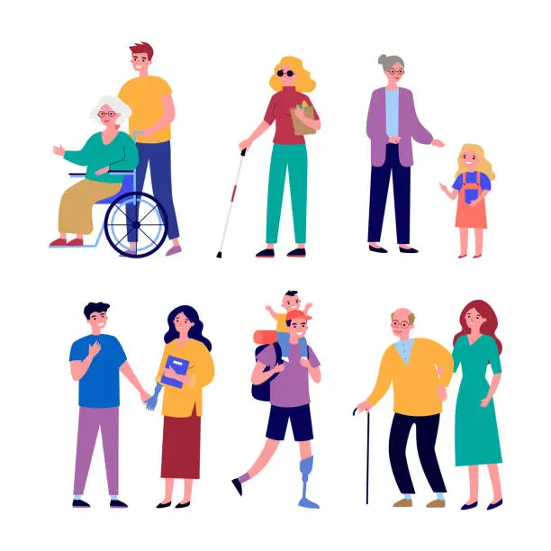 Vector illustration of People with disabilities vector illustrations set