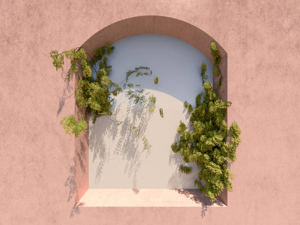 istock Arch-shaped niche decorated with ivy. 1496599337
