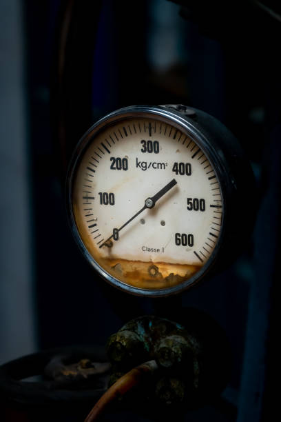 istock Old gauges from a vintage hydraulic Olive Oil press 1496600019