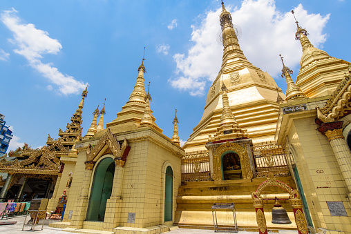 The Sule Pagoda is a Burmese Buddhist stupa located in the heart of downtown Yangon, Myanmar