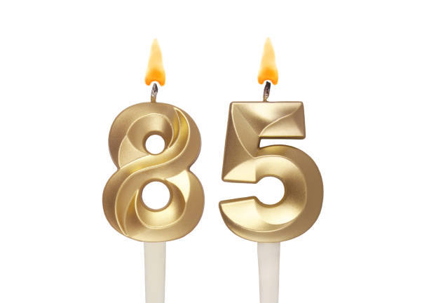 istock Birthday candles isolated on white background, number 85 1496603019