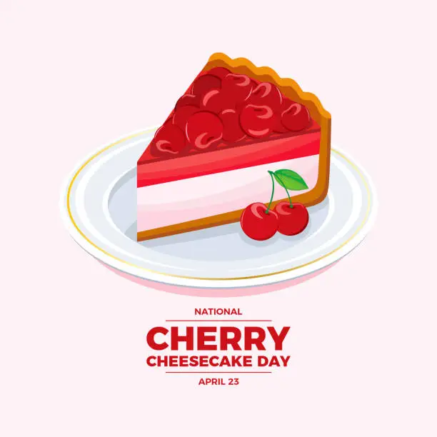 Vector illustration of National Cherry Cheesecake Day vector illustration