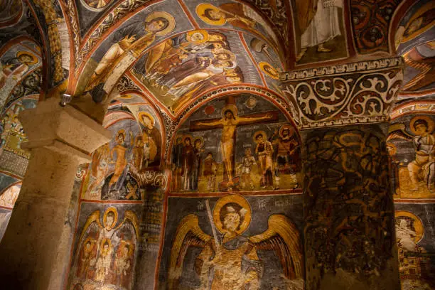 Photo of Dark Church cave at the Goreme Valley Open Air Museum Turkey.