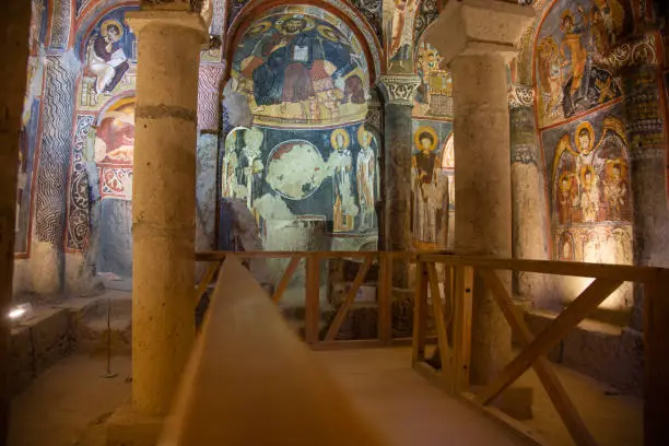 Photo of Dark Church cave at the Goreme Valley Open Air Museum Turkey.