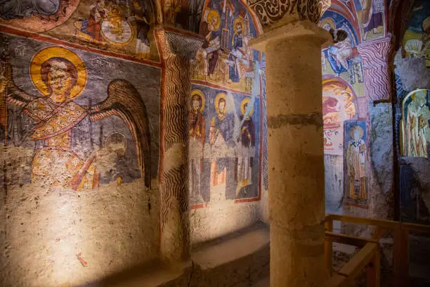 Photo of Dark Church cave at the Goreme Valley Open Air Museum Turkey.