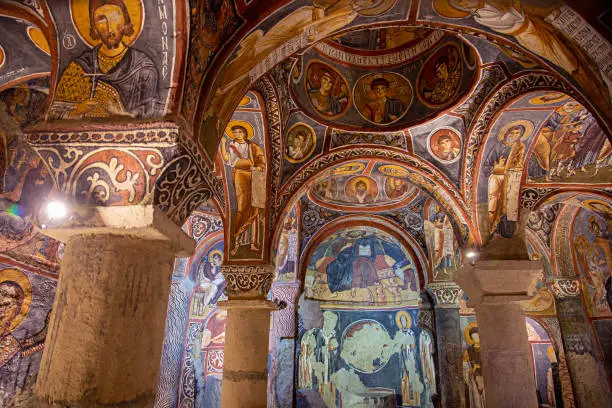 Photo of Dark Church cave at the Goreme Valley Open Air Museum Turkey.