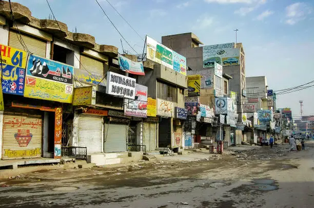 Pakistan, Lahor - March 27, 2005 : Advertising signs on a street in Lahore