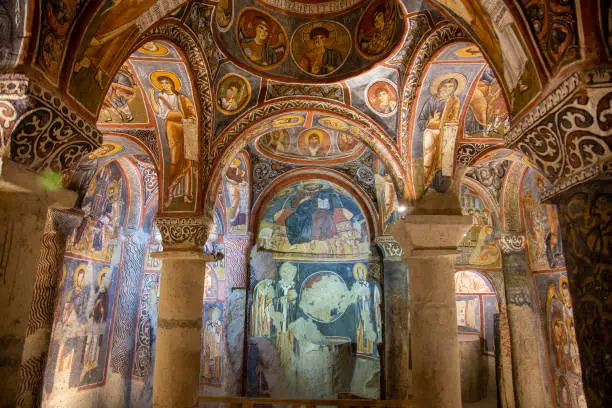 Photo of Dark Church cave at the Goreme Valley Open Air Museum Turkey.