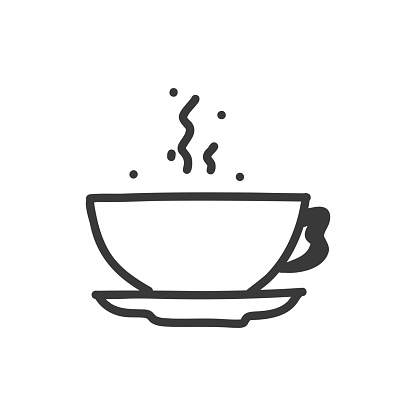 Caffe Americano Line icon, Sketch and Doodle Design, Pixel perfect, Editable stroke. Logo, Sign, Symbol. Coffee, , Macchiato, Coffee Beans, Cafe