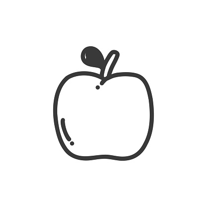 Apple Fruits Line icon, Sketch and Doodle Design, Pixel perfect, Editable stroke. Logo, Sign, Symbol. Vegetable, Apple Tree, Botany, Freshness, Fruit.