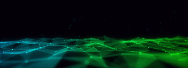 istock Colorful wave with motion dots and lines. Abstract digital background. Concept connection big data. Futuristic technology backdrop. 3D rendering. 1496616089