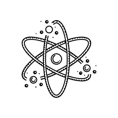 Atom Molecule Line icon, Sketch Design, Pixel perfect, Editable stroke. Logo, Sign, Symbol. Science, Chemical, Chemistry, Laboratory, Molecule.