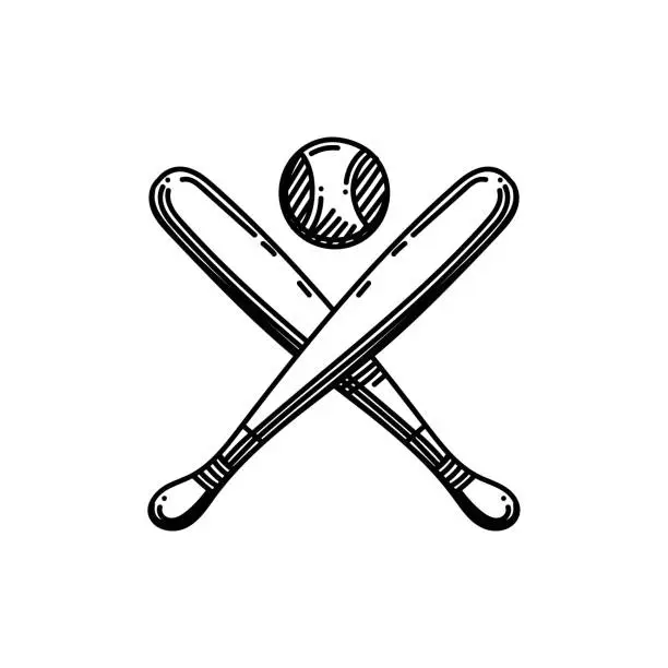 Vector illustration of Baseball Bat Line icon, Sketch Design, Pixel perfect, Editable stroke. Logo, Sign, Symbol. Sport, Team, Ball, Match.