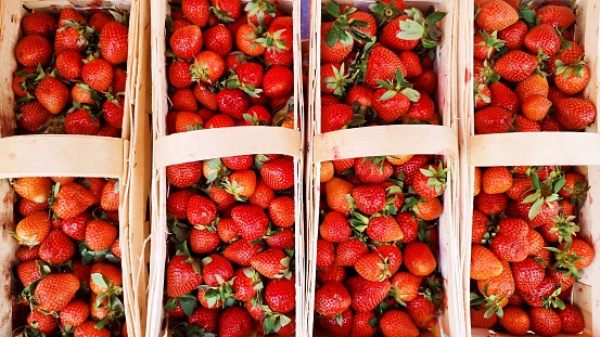Box of red strawberries