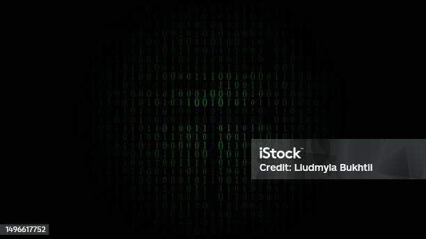 Technology Matrix Background Cyber Security With Falling Number On ...