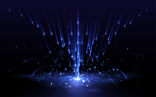 Abstract blue light motion effect with sparks in vector