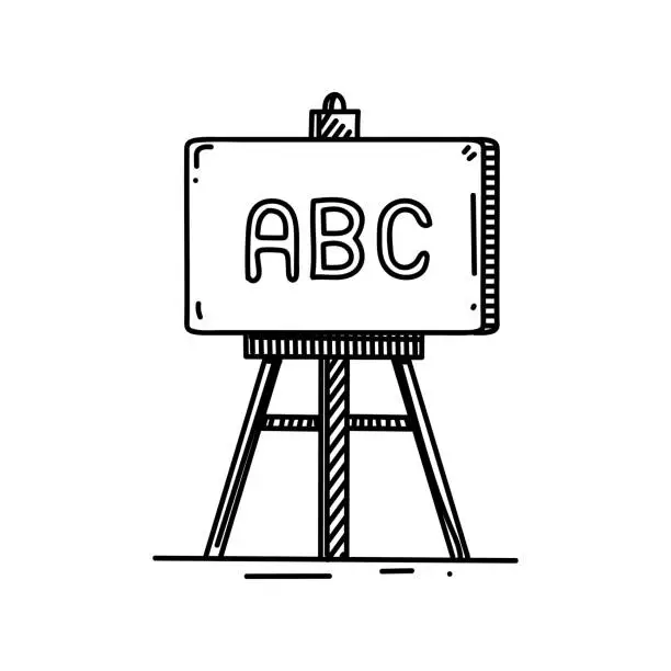 Vector illustration of Chalkboard and Board Stand Line icon, Sketch Design, Pixel perfect, Editable stroke. Logo, Sign, Symbol. Education, Teacher, School.