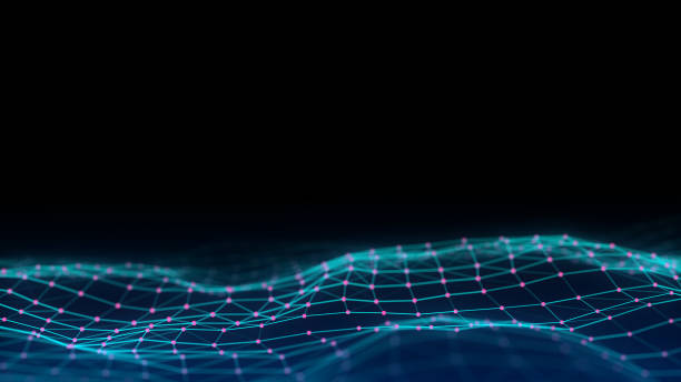 istock Colors wave with motion dots and lines. Abstract digital background. Concept connection big data. Futuristic technology backdrop. 3D rendering. 1496618707