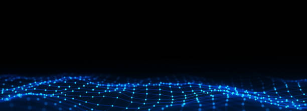 istock Colors wave with motion dots and lines. Abstract digital background. Concept connection big data. Futuristic technology backdrop. 3D rendering. 1496619352