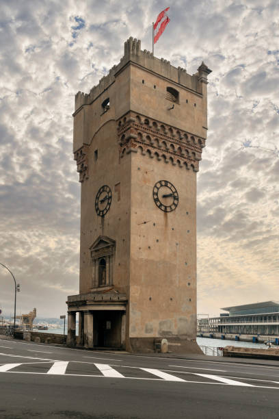 Savona, Liguria, Italy - 02 20 2023: The medieval Torretta is the city symbol of Savona.