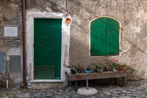 Courtyard in old part of Cagnes-sur-Mer, France.