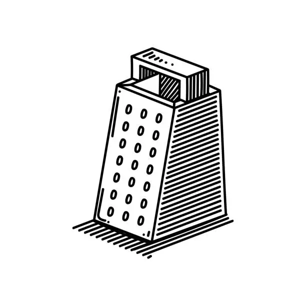 Vector illustration of Box Grater Line icon, Sketch Design, Pixel perfect, Editable stroke. Logo, Sign, Symbol. Kitchen Utensil.