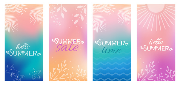 Set of summer banners and backgrounds.