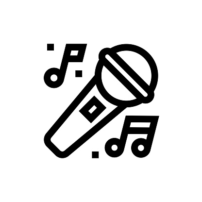 Microphone and Karaoke Line icon, Design, Pixel perfect, Editable stroke. Logo, Sign, Symbol. Music, Entertainment.