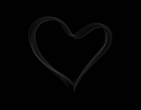 Sset of heart shape of smoke isolated on dark background