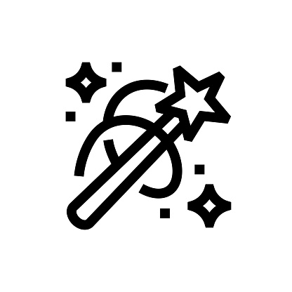 Wizard and Magic Show Line icon, Design, Pixel perfect, Editable stroke. Logo, Sign, Symbol. Magician, Magic Trick.