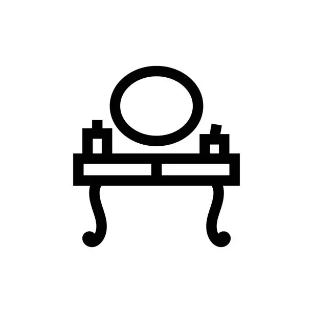 Vector illustration of Make Up Table Line icon, Design, Pixel perfect, Editable stroke. Logo, Sign, Symbol.