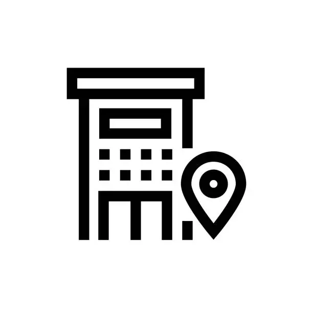 Vector illustration of Shopping Mal Location Line icon, Design, Pixel perfect, Editable stroke. Logo, Sign, Symbol. Map And Navigation.