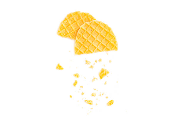 istock Broken crispy waffles isolated on white background, Homemade waffles 1496632736