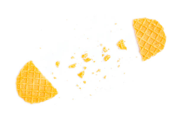 istock Broken crispy waffles isolated on white background, Homemade waffles 1496632737