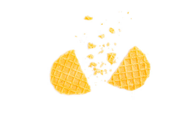 istock Broken crispy waffles isolated on white background, Homemade waffles 1496632738