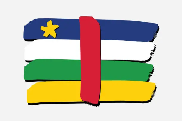 Vector illustration of Central African Republic Flag with colored hand drawn lines in Vector Format
