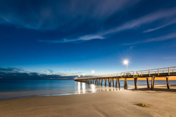 istock Henley Beach jetty illuminated at night 1496634337