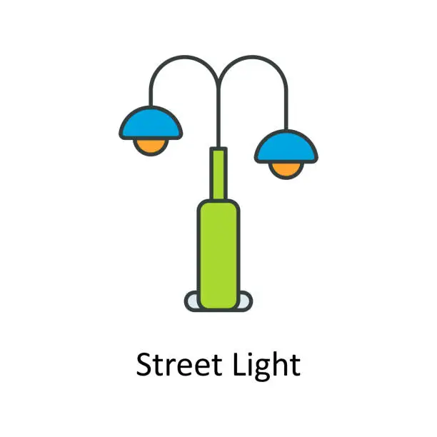 Vector illustration of Street Light Vector Fill outline Icons. Simple stock illustration stock