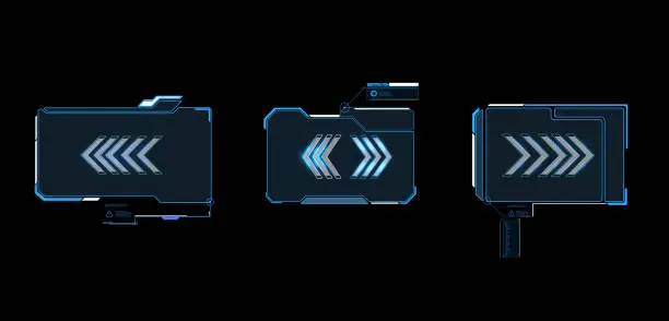 Vector illustration of Hud frames. Futuristic modern hud control panel. High tech screen digital hologram window,