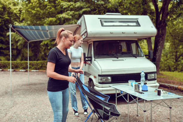istock Females Preparing To Drink Coffee Outside RV 1496640638